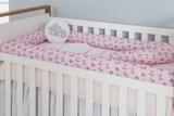 Kit Berço Rolinhos 100 Algodão Raposinha Rosa - 9 peças - I9 baby