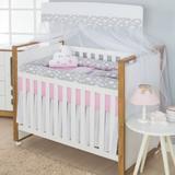 Kit Berço Rolinhos 100Algodão Nuvem Cinza c/Rosa - 10 peças - I9 baby