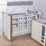 Kit Berço Tela Respirável 10 peças Chevron Marinho - I9 baby