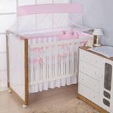 Kit Berço Tela Respirável 4 peças Coroa Rosa - I9 baby