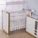 Kit Berço Tela Respirável 5 peças Nuvem Rosa - I9 baby