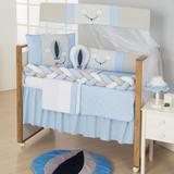 Kit Berço Trança Menino Azul Bebe Balão Com Almofada 10 pçs - Doce lar enxovais