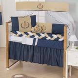 Kit Berço Urso Teddy Trança Azul - 10 peças - Gaby enxovais