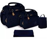Kit Bolsa Bebê C/trocador Menina/o Maternidade Atacado Azul Marinho - Mave baby