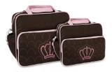 Kit Bolsa Bebê Maternidade Menino Gestante Marrom Com Rosa - Mave baby