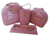 kit bolsa de bebe saída de maternidade redonda rosa menina 4pçs - Clara baby