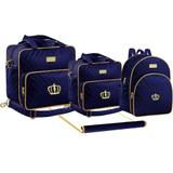 Kit Bolsa Maternidade 04 Peças Plike Baby Azul Marinho TM-DR3