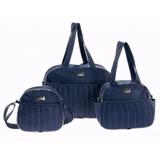 Kit Bolsa Maternidade Azul Marinho 03 Peças - Sônia enxovais