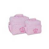 Kit Bolsa Maternidade Bebe Menina Rosa Luxo Coroa M E G - Mave