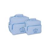 Kit Bolsa Maternidade Bebe Menino Azul Luxo Coroa M E G - Mave