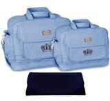 Kit Bolsa Maternidade Bebê Trocador Menino Menina Atacado Barato Azul Claro - Mave baby