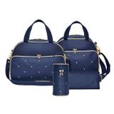 Kit Bolsa Maternidade Charme Azul Marinho com Dourado - 4 Peças - Evundile