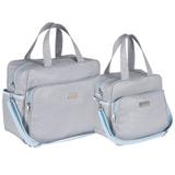 Kit Bolsa Maternidade Cinza e Azul Claro Cinis Plike Baby CNZAZC