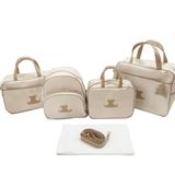 Kit Bolsa Maternidade Completo + Mochila Xadrez Palha - 5 Peças - Alinhado baby