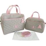 Kit Bolsa Maternidade + Mala Maternidade Cinza com Rosa - Alinhado baby