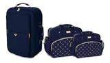 Kit Bolsa Maternidade + Mala Viagem Luxo Bebe Menina Azul Marinho - Mave baby