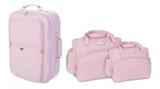 Kit Bolsa Maternidade + Mala Viagem Luxo Bebe Menina Rosa - Mave baby
