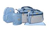 Kit Bolsa Maternidade Milão 5 Peças Azul - Bolsa, Mala, Mochila, Frasqueira Térmica e Trocador - Mave