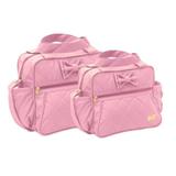 Kit Bolsa Maternidade Rosa Bebê Menina Com Lacinho - Mave