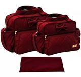 Kit Bolsa Maternidade Trocador Bebê Passeio Atacado Vinho - Mave baby
