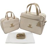 Kit Bolsa Maternidade Xadrez Palha - 03 Peças - Alinhado baby