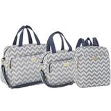 Kit Bolsas Bebê 03 Peças Azul Marinho Chevron Plike Baby