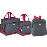 Kit Bolsas Bebê Mochila Jeans Pink Denim Plike Baby KBMJNPNK