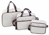 Kit Bolsas Maternidade Clássica 3 Peças Tutti Baby Listrado Bege e Marrom