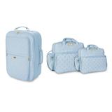 Kit Bolsas Maternidade + Mala Viagem Bebe Menino Azul Claro - Mb