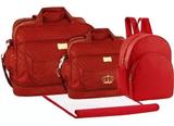 Kit Bolsas Mochila Trocador Bebê Saída Maternidade Atacado Vinho - Mave baby