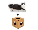 Kit Brinquedo Gato Labirinto Cubo Box + Arranhador Papelao - Moderno