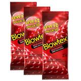 kit c/ 3 Pacotes Preservativo Blowtex Morango L10 P12