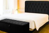 Kit Cabeceira Bolívia Calçadeira Itália King 195 cm Preto - Arte das cabeceiras