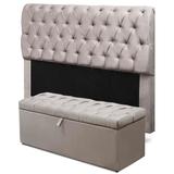 Kit Cabeceira Paris e Calçadeira Itália Queen 160 cm Camurça - Arte das cabeceiras