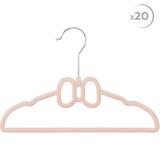 KIT - cabide de veludo infantil Rosa com laço - 20 unidades - Pingoo.casa