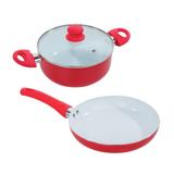 Kit Caçarola 22cm + Frigideira 32cm Cerâmica Casa do Chef Vermelho Bordô