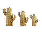 Kit Cacto em Cerâmica 3 pçs Dourado - Mart
