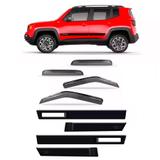 Kit calha chuva jeep renegade 2014 a 2018 + friso lateral - Sp acessórios