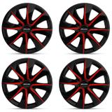 Kit Calota Esportiva Black Red Shutt Aro 13 Preta e Vermelha Plástico ABS Ótimo Acabamento Universal