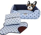 Kit Cama Para Cachorro Mutts Gold 4 Peças 60x60 Azul Claro