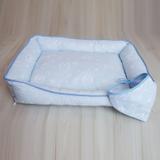 Kit Cama Pet Pequena Com Bandana Coroa Azul Fofinha Confortável - Casa pedro