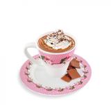 Kit Caneca 400 Ml + Prato Sobremesa 20 Cm em Melamina/Plastico Rosa Decorado Unicasa