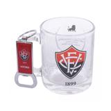 Kit Caneca De Vidro Oficial Do Vitória Com Chaveiro Abridor - Drina