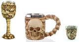Kit Caneca + Taça + copo shot caveira cranio e ossos - Medieval