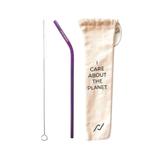 Kit Canudo Inox Reutilizável Roxo com Limpador e Capinha Protetora - Econudo