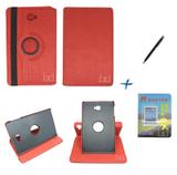 Kit Capa Case Galaxy Tab A Note - 10.1 P580 / P585 Giratória / Caneta Touch + Película de Vidro (Vermelho) - Bd cases