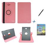 Kit Capa Case Galaxy Tab A Note - 10.1 T580 / T585 Giratória / Caneta Touch + Película de Vidro (Rosa) - Bd cases