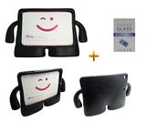 Kit Capa Case Protetor Infantil Anti-Choque/Impacto iPad Air 1/2 (iPad 5/6) + Película de Vidro (Preto) - Skin t18