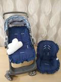Kit Capa de Carrinho com Bebê Conforto 100% Algodão Poá Marinho - Bruna baby