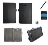 Kit Capa Galaxy Tab A 7.0 T280/T285 Carteira / Caneta Touch + Pel Vidro (Preto) - Skin t18